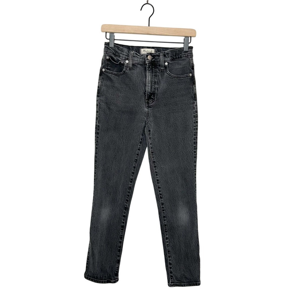 Madewell The Perfect Vintage Jean Black Denim Jeans Slim Straight Leg 25